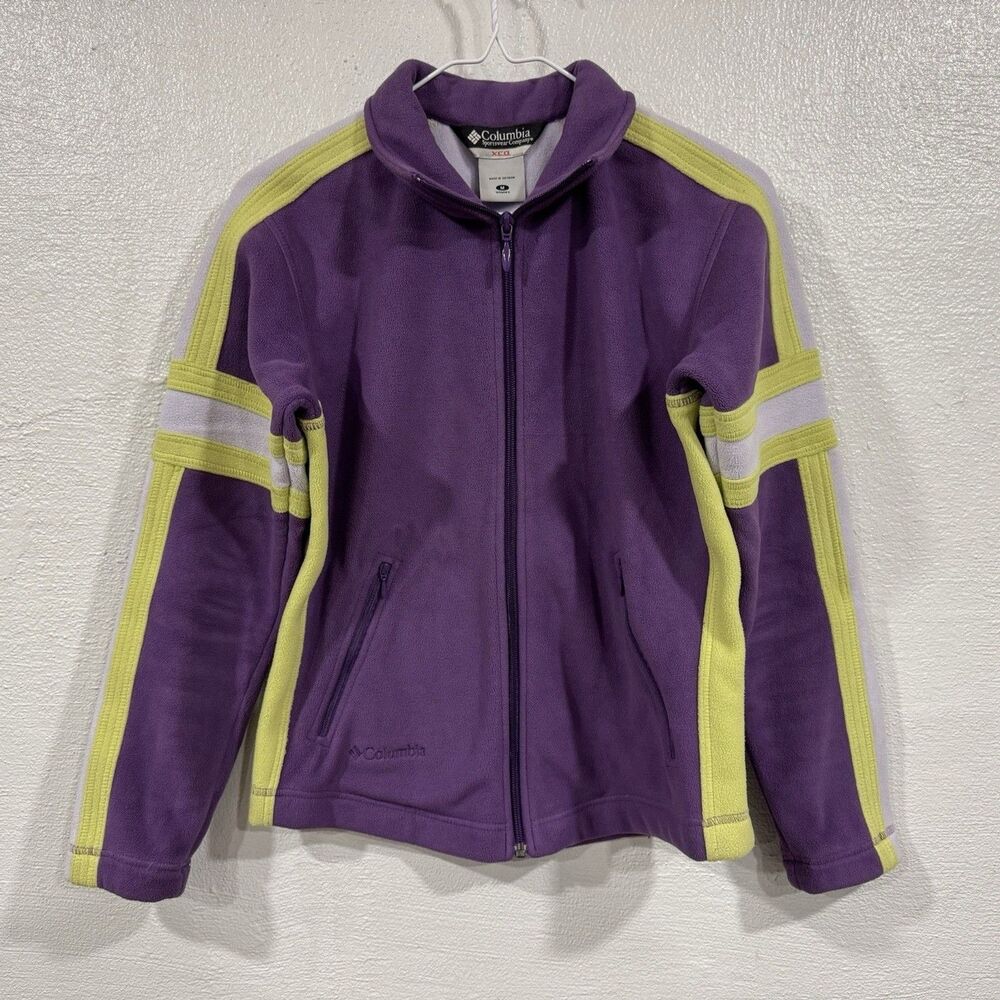 Columbia XCO Womens Fleece Jacket Full Zip Purple Yellow Retro Gorpcore Med
